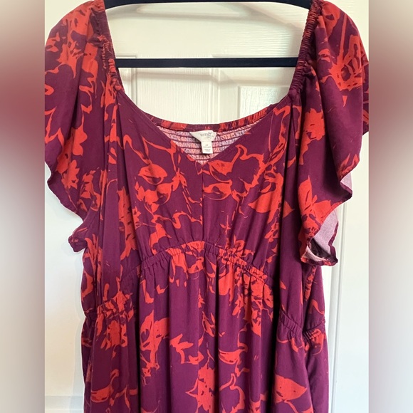 Terra & Sky Purple and Orange Flutter Sleeve Dress 2X(20W-22W) - Picture 4 of 9